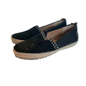 Von Dutch Aframe black croc-embossed suede espadrille slip on shoes size 7M